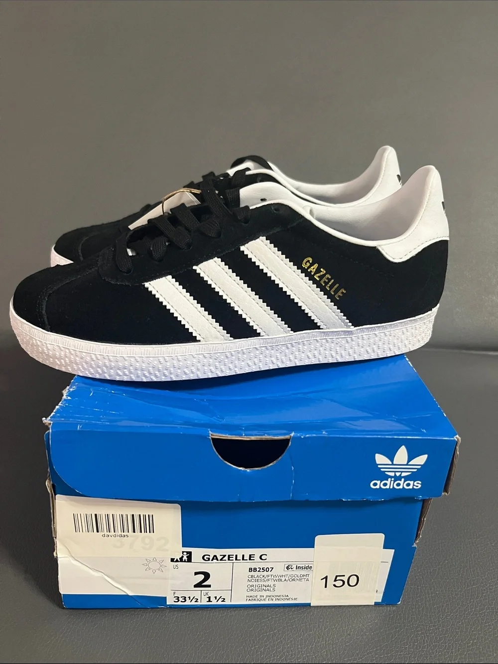adidas Gazelle Black with White Stripes